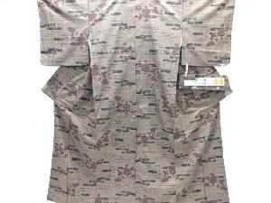 大特価品　ヱ霞に花模様織り出し本場泥大島紬着物